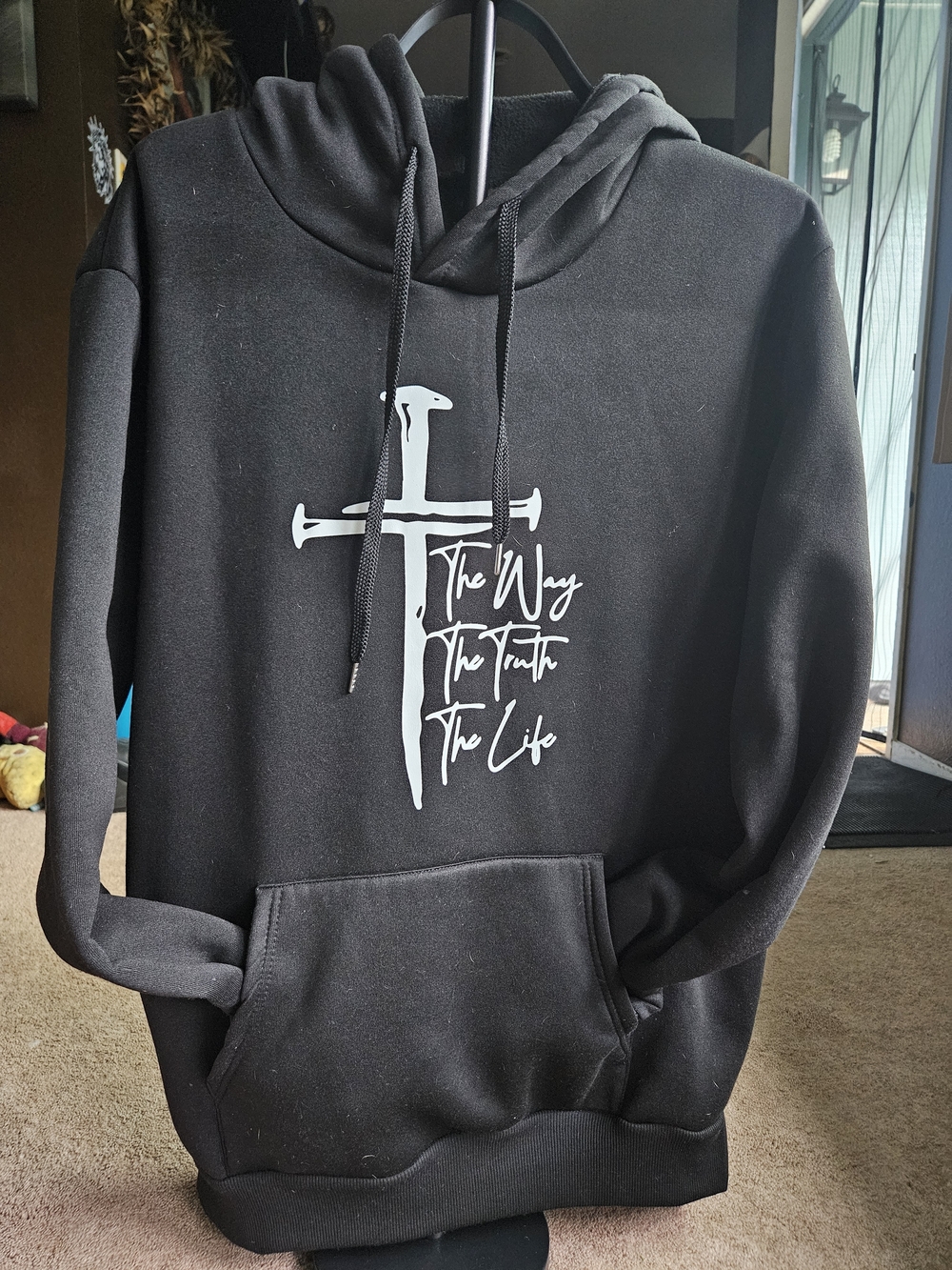 Black Graphic Hooded Sweater - The Way The Truth The Life